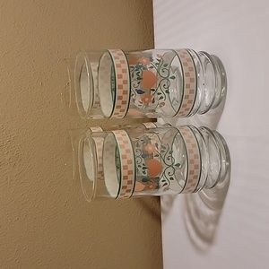 Vintage Set Of Four Hearts And Flowers Glasses